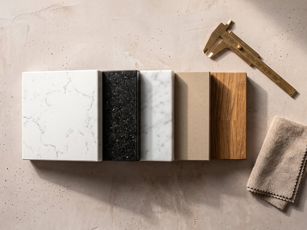 Quartz and granite worktop samples